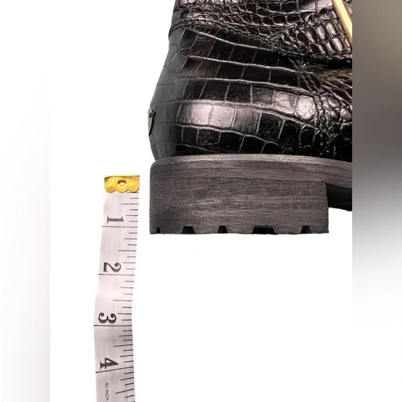 JIMMY CHOO Womens Boots Stamped Mock Croc Shearling Size 36.5 Buckled $1,295 - Picture 11 of 16